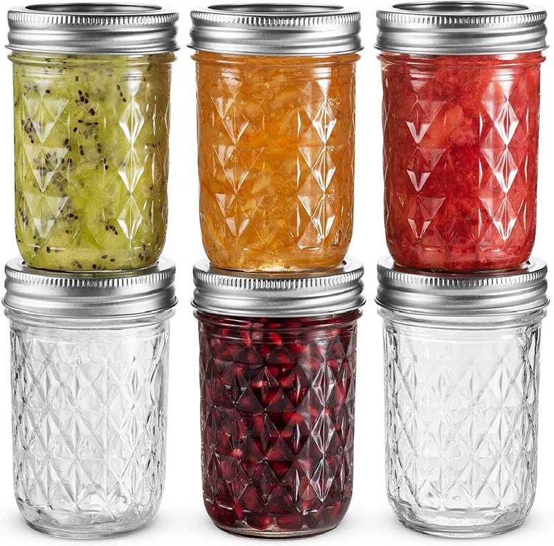 Glass Mason jar Diamond seal jar cold brew coffee jam honey jar Mason storage bottle cold drink cup