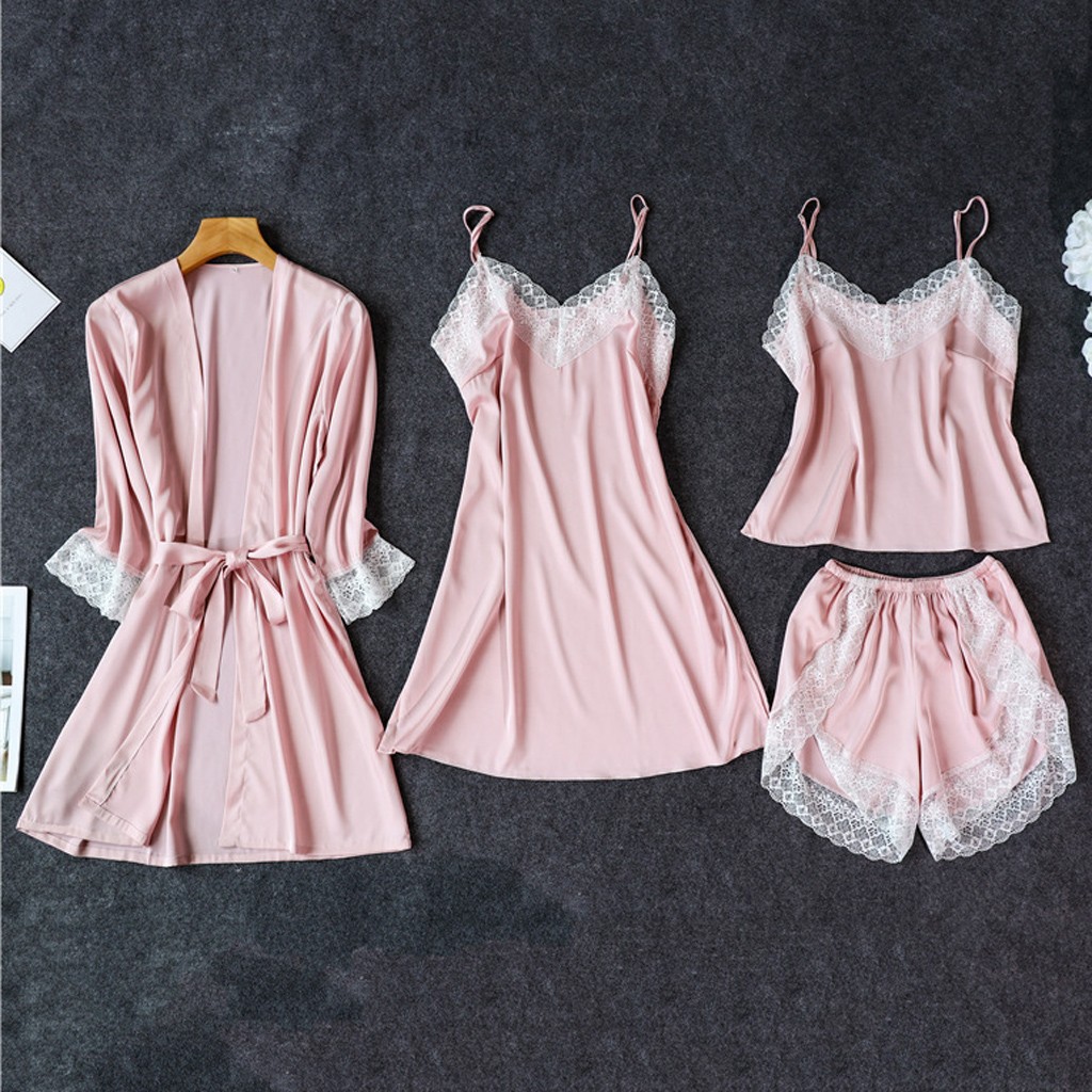 Customized production of European and American lace for export, cross-border sexy pajamas and silk-like rest and home wear from the source factory