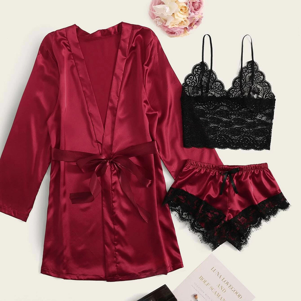 Cross-border foreign trade bagged silk-like home wear, one-piece consignment, in stock, supports customization of sexy and charming women's home wear