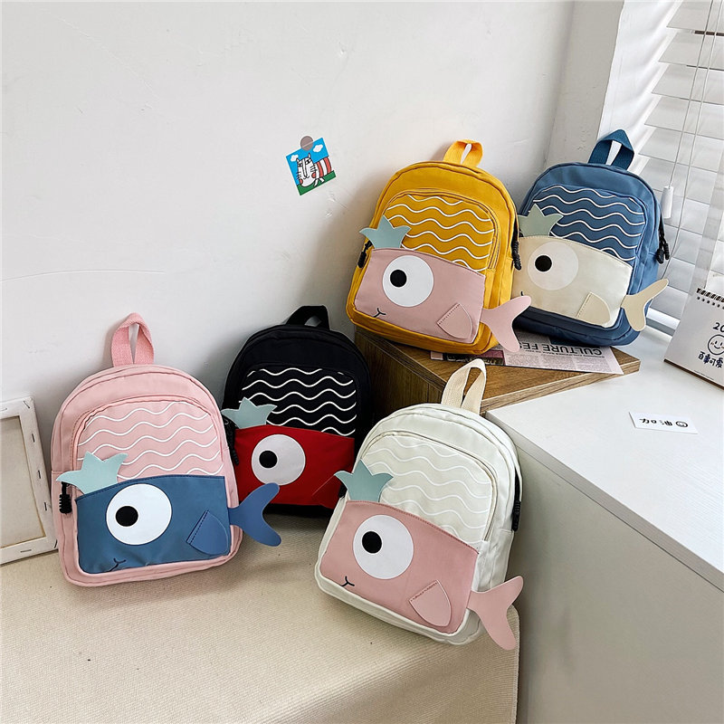 New cloth backpack cute cartoon bag fish dolphin kindergarten bag Korean version of boys and girls small backpack