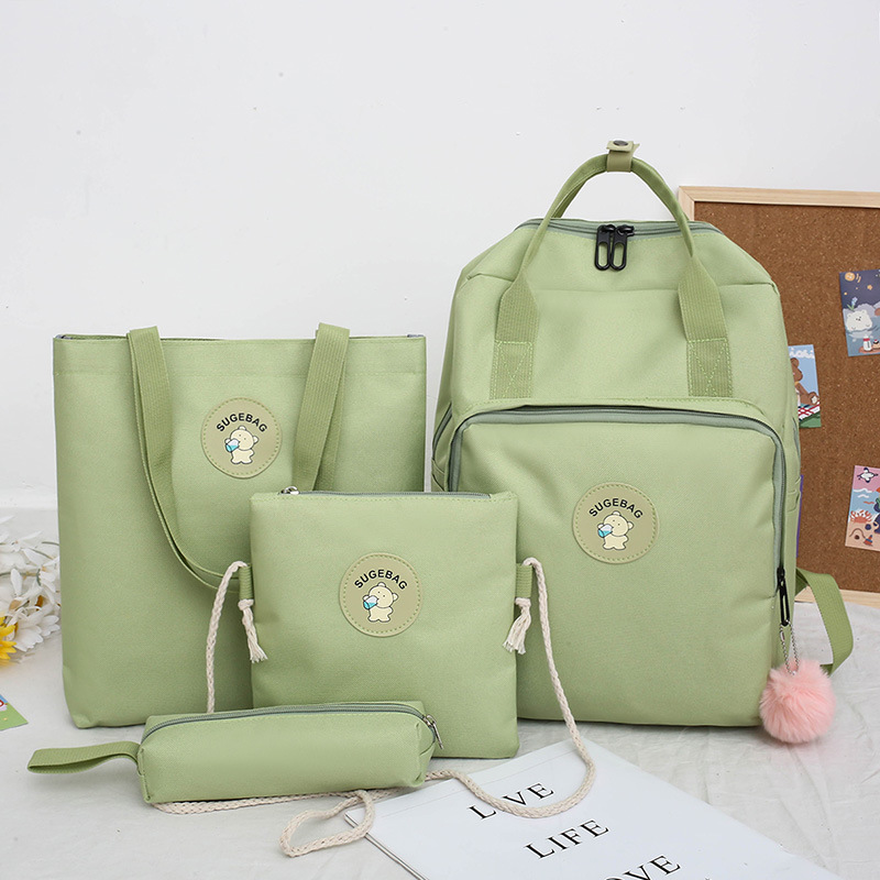 Canvas hand-held backpack, a fashionable Korean-style forest-themed, fresh schoolbag for girls, simple and versatile, a trend of casual backpacks