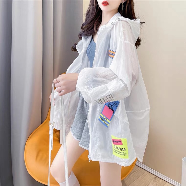 Candy-colored sun-protective clothing for women, mid-length summer 2021 new style loose light jacket, breathable sun-protective shirt, sun-protective clothing Specification image