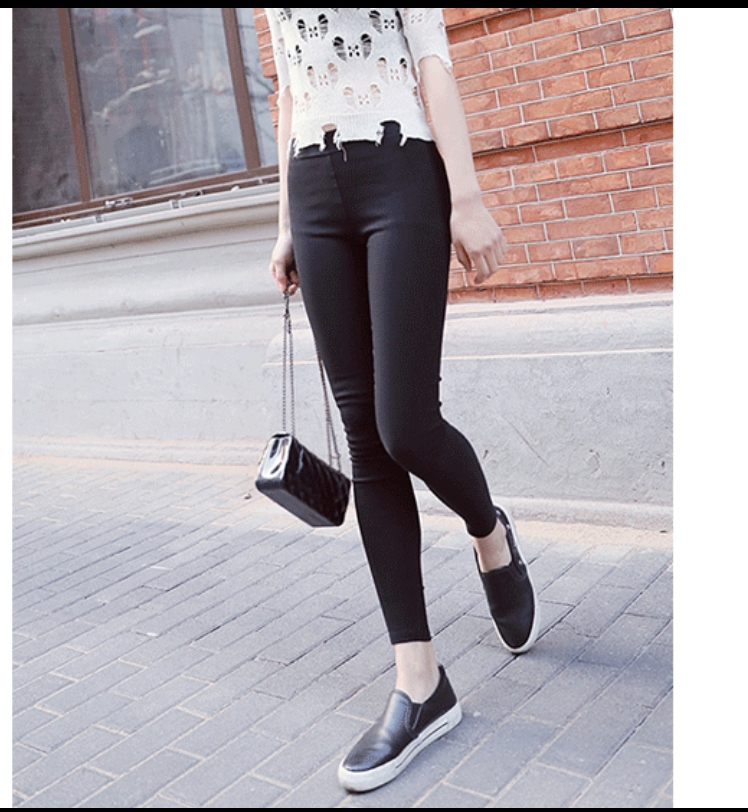 Wholesale spring skinny black pencil pants wearing leggings for women slimming stretch pants with small feet increase in size