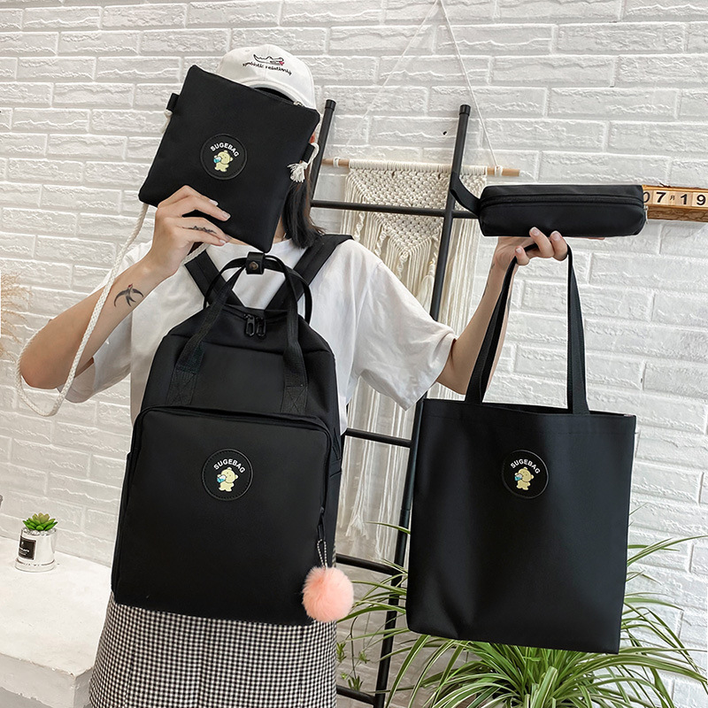 Canvas hand-held backpack, a fashionable Korean-style forest-themed, fresh schoolbag for girls, simple and versatile, a trend of casual backpacks details Picture