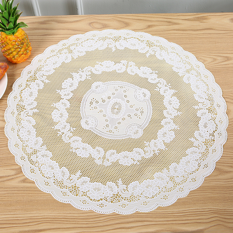 The manufacturer's new PVC hollowed-out laminated placemats, fashionable coffee table MATS, 60cm round coasters, and household anti-slip and heat-insulating MATS full figure