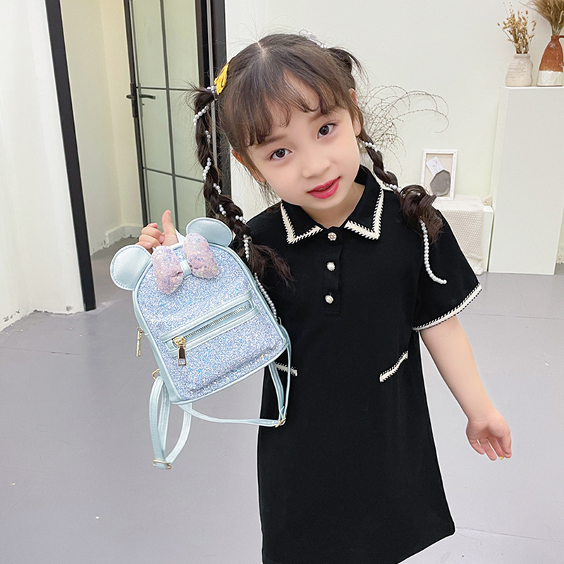 Fábrica de suministro directo nuevo estilo niños bolsa comercio exterior tendencia al por mayor lentejuelas arco orejas lindo pequeño mochila de la escuela details Picture