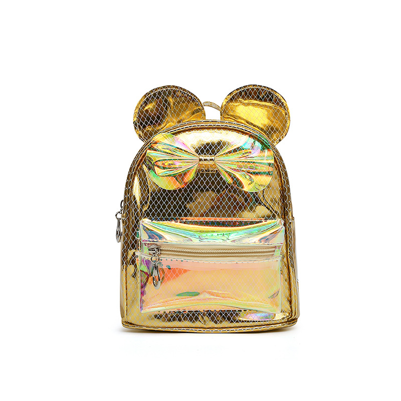 Nuevo estilo bolsos para niños versión coreana cuadrícula lentejuelas kindergarten pequeña mochila tendencia arco orejas redondas mochila Item Picture