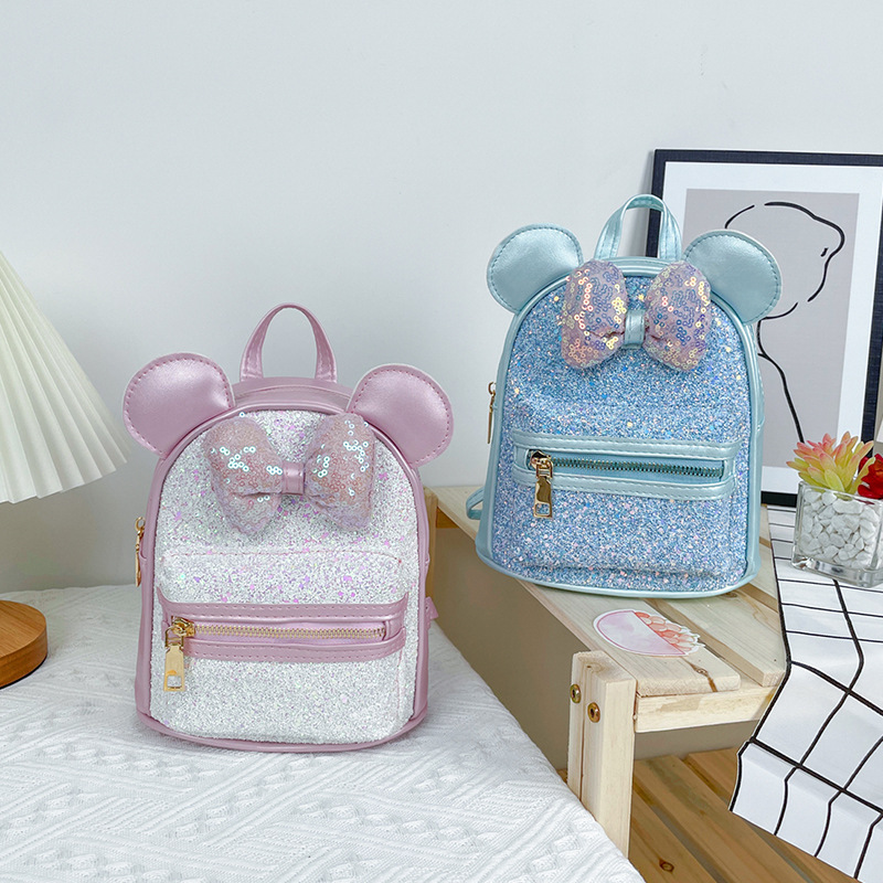 Fábrica de suministro directo nuevo estilo niños bolsa comercio exterior tendencia al por mayor lentejuelas arco orejas lindo pequeño mochila de la escuela Application Scenario
