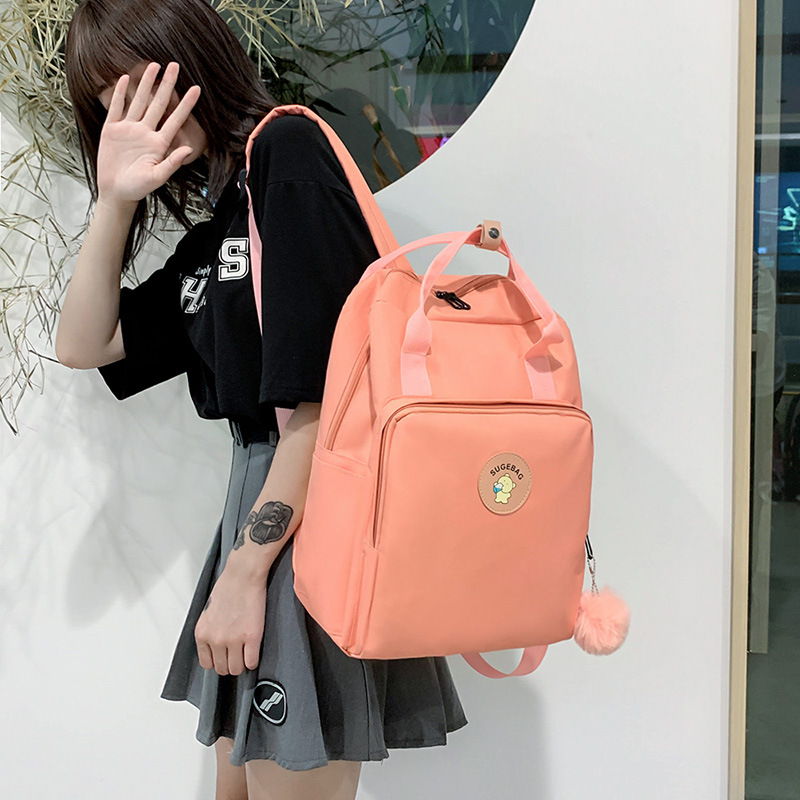 Canvas hand-held backpack, a fashionable Korean-style forest-themed, fresh schoolbag for girls, simple and versatile, a trend of casual backpacks Specification image