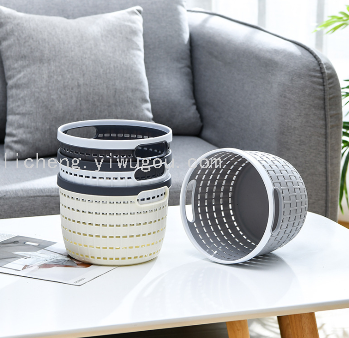 Simple and fashionable plastic hollowed-out storage basket, desktop storage basket, snack, cosmetic and home sundries storage basket details Picture