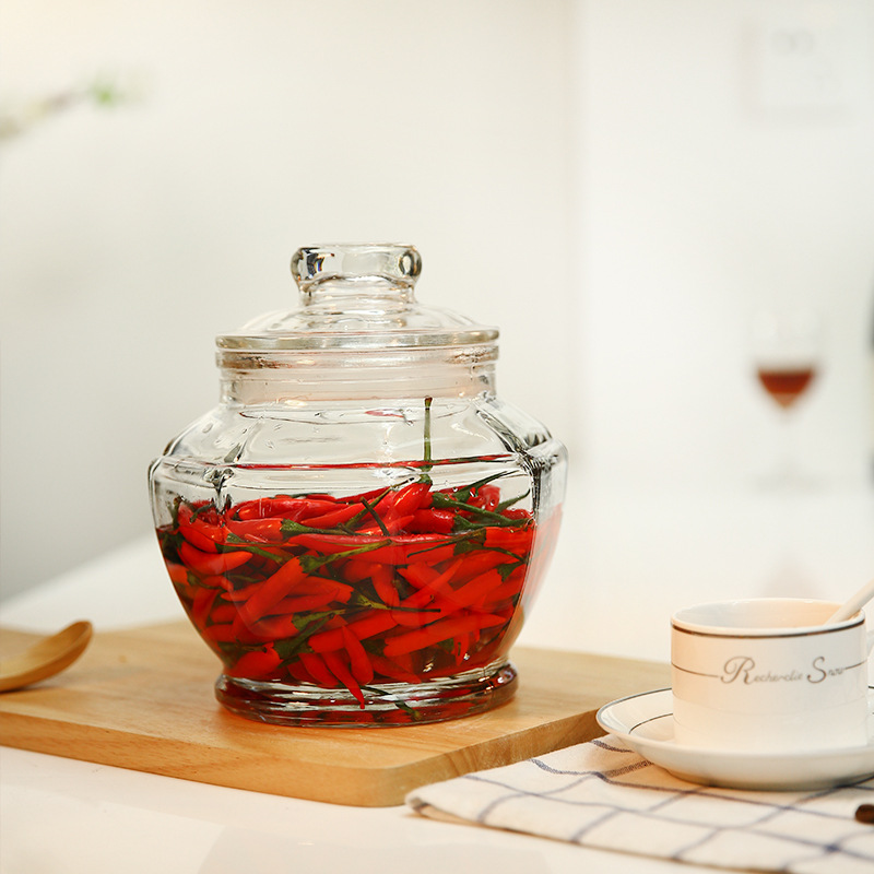 Kitchen Lead-Free Glass Storage Bottle Candy Sealed Jar Biscuit Jar Dry Fruit Sealed Jar Pickles Jar Pickles Jar details Picture
