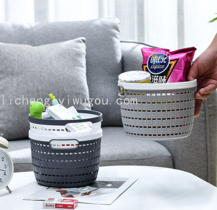Simple and fashionable plastic hollowed-out storage basket, desktop storage basket, snack, cosmetic and home sundries storage basket Specification image