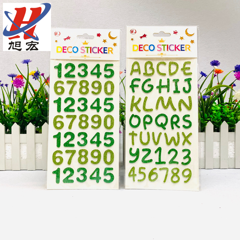 Creative gold powder EVA alphanumeric decorative stickers, custom foam stickers, heart-shaped toys, DIY patches Application Scenario