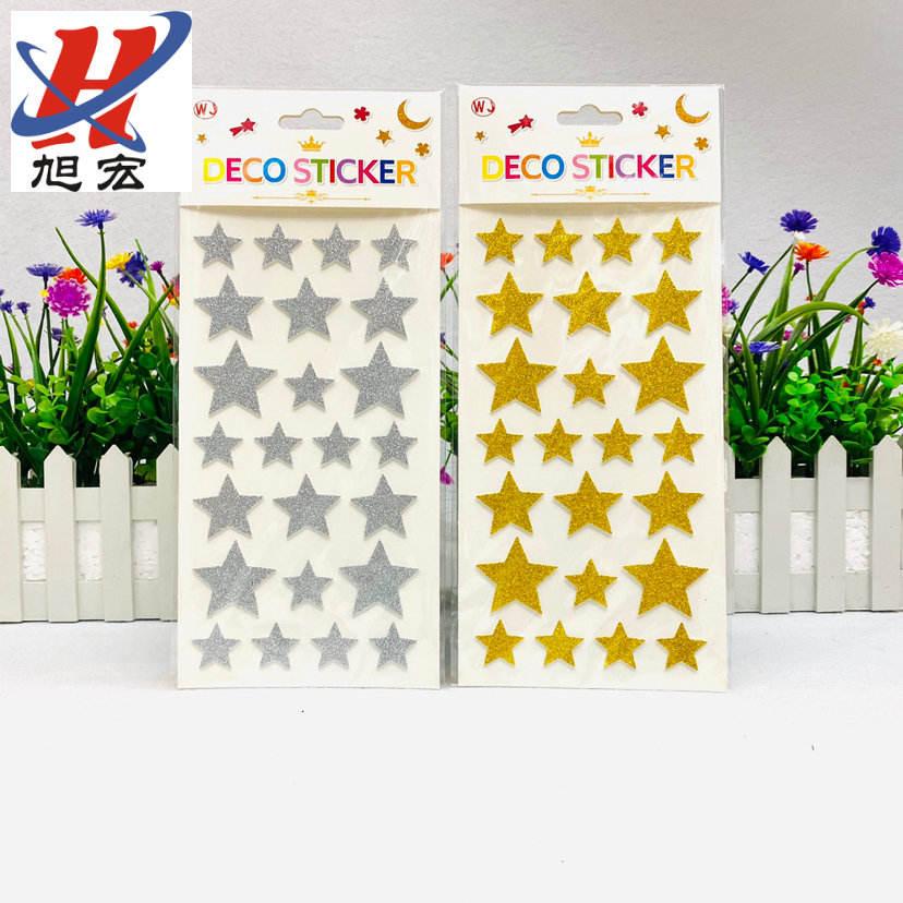 Customized handicrafts, hand-pasted gold powder EVA alphanumeric decorative stickers, EVA hand-painted gold powder flash decorative stickers Specification image
