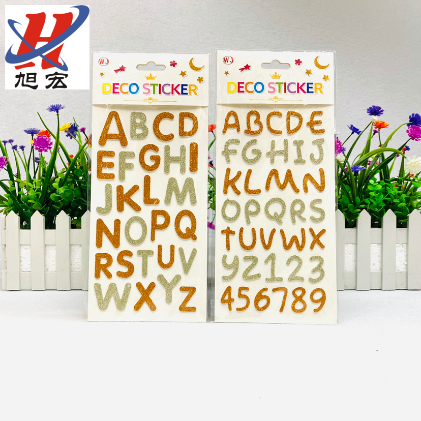 Creative gold powder EVA alphanumeric decorative stickers EVA hand-painted gold powder flash decorative stickers Handicrafts hand-pasted Application Scenario