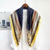 New silk satin 90*90, large square scarf with a silk feel, letter chain, simple autumn and winter colors, European and American style Item Picture