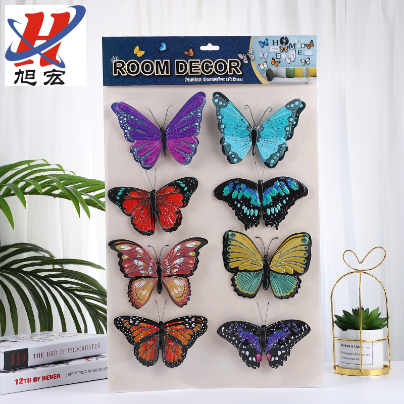Layers Of Stickers Decorate Butterfly Three-Dimensional Simulation Living Room Wall Sticker 3D Texture Butterfly Wall Sticker Application Scenario