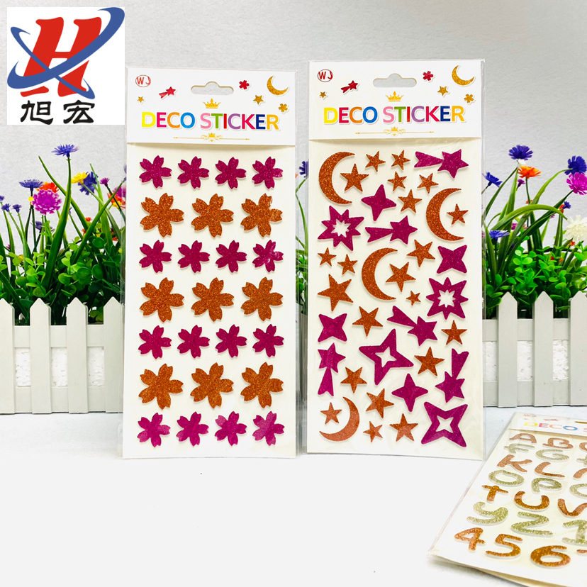 Creative gold powder EVA alphanumeric decorative stickers, custom foam stickers, heart-shaped toys, DIY patches details Picture