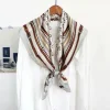New silk satin 90*90, large square scarf with a silk feel, letter chain, simple autumn and winter colors, European and American style Specification image