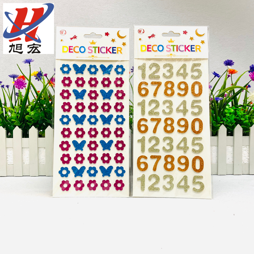 Creative gold powder EVA alphanumeric decorative stickers EVA hand-painted gold powder flash decorative stickers Handicrafts hand-pasted Specification image