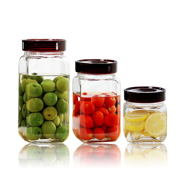 Kitchen sealed glass bottle storage jar jam jar honey jar whole grain dry fruit sealed jar glass storage jar