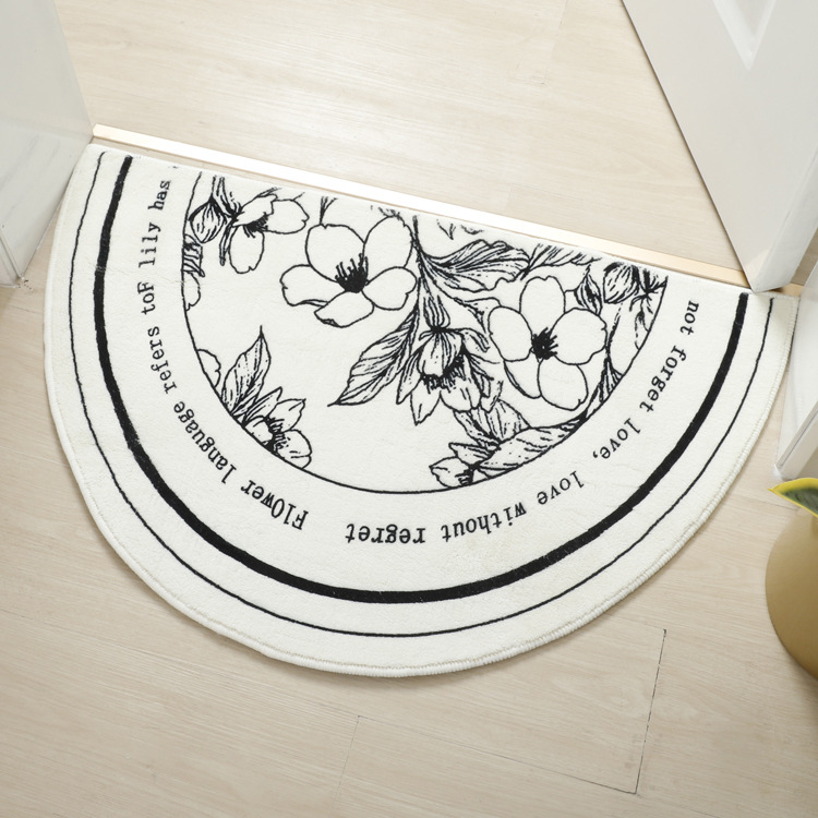 We offer black and white minimalist bathroom entrance MATS, water-absorbing and anti-slip floor MATS for bathroom doors, and bedroom carpets Application Scenario