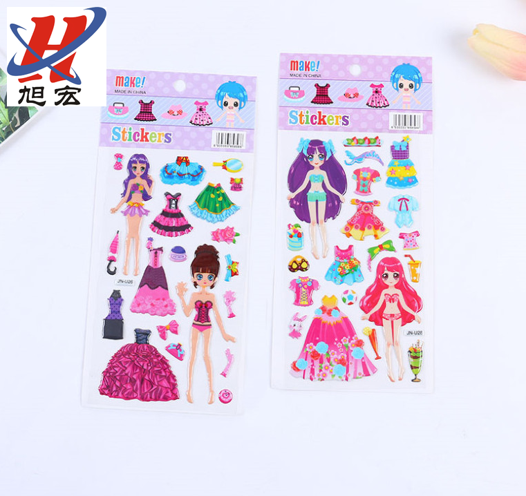 Customized concave-convex children's cartoon dress-up stickers, PVC pasted baby reward bubble stickers, star heart stickers Application Scenario