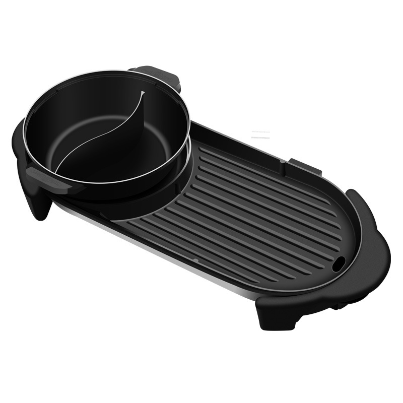 Korean multifunctional electric barbecue oven non-stick electric mandarin duck pot shabu roast one boiler smokeless electric hot pot roast Shabu one Specification drawing
