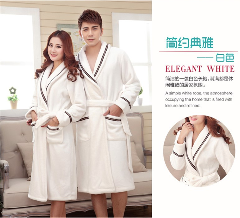 Couple bathrobes, autumn and winter thickened bathrobes, men's flannel bathrobes, coral fleece longer and women's fleece pajamas Specification image