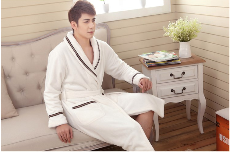 Couple bathrobes, autumn and winter thickened bathrobes, men's flannel bathrobes, coral fleece longer and women's fleece pajamas details Picture