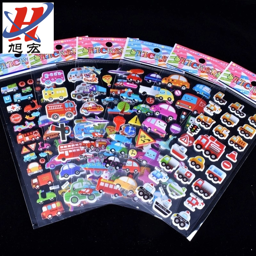 Custom-made blind box gifts, HM exquisite children's cartoon paper 3D bubble stickers, children's reward stickers and stickers details Picture
