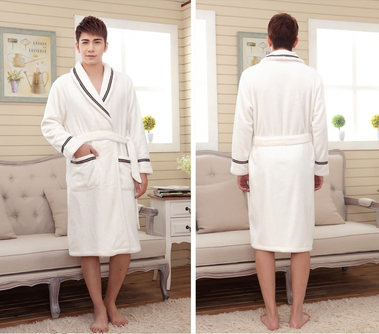Couple bathrobes, autumn and winter thickened bathrobes, men's flannel bathrobes, coral fleece longer and women's fleece pajamas