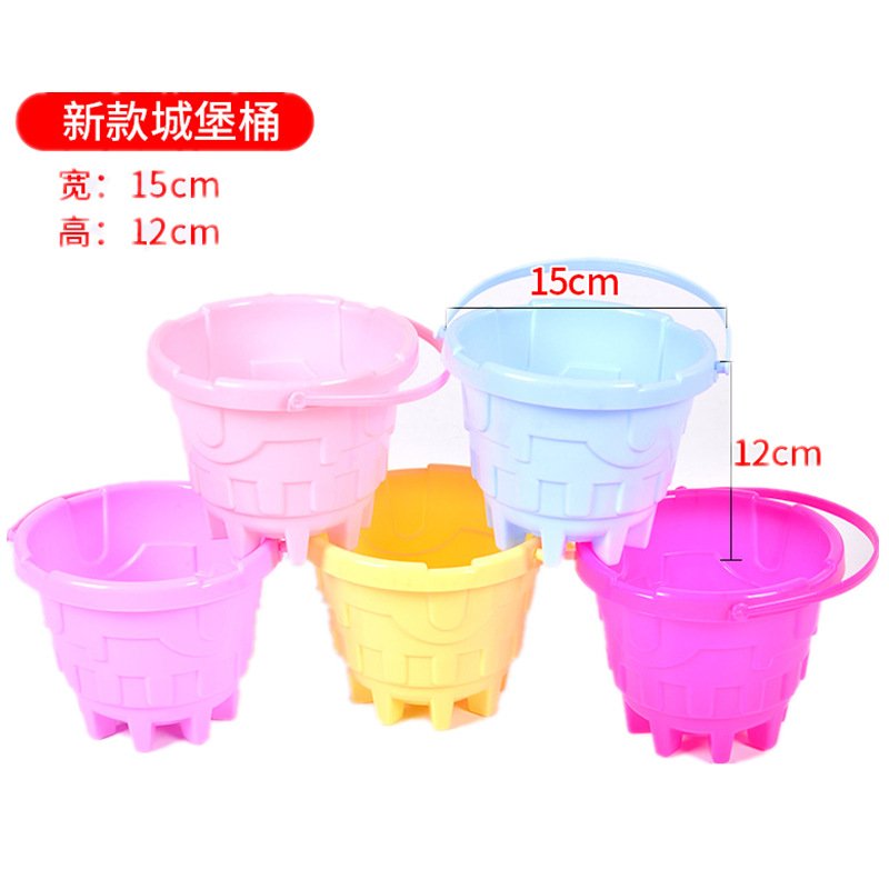 Summer children's beach plastic toy bucket sand shovel combination set toy Cassia seed water play toy single bucket wholesale Item Picture