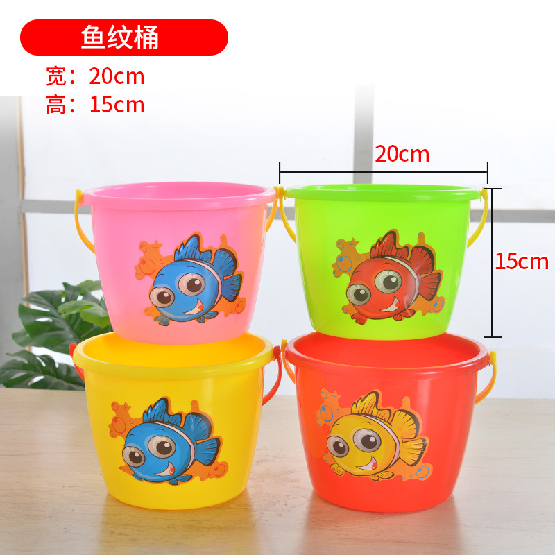 Summer children's beach plastic toy bucket sand shovel combination set toy Cassia seed water play toy single bucket wholesale Application Scenario
