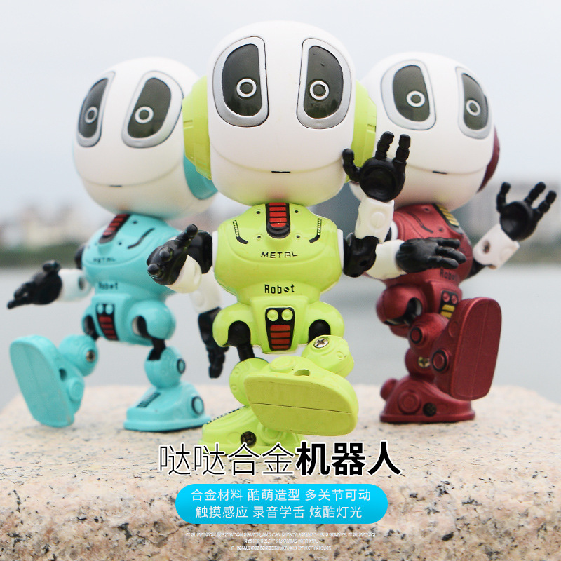 Mingyuan Dada Alloy robot features a cool and cute design, touch sensing, cool light tubes, audio recording, tongue learning, and multi-joint movement details Picture