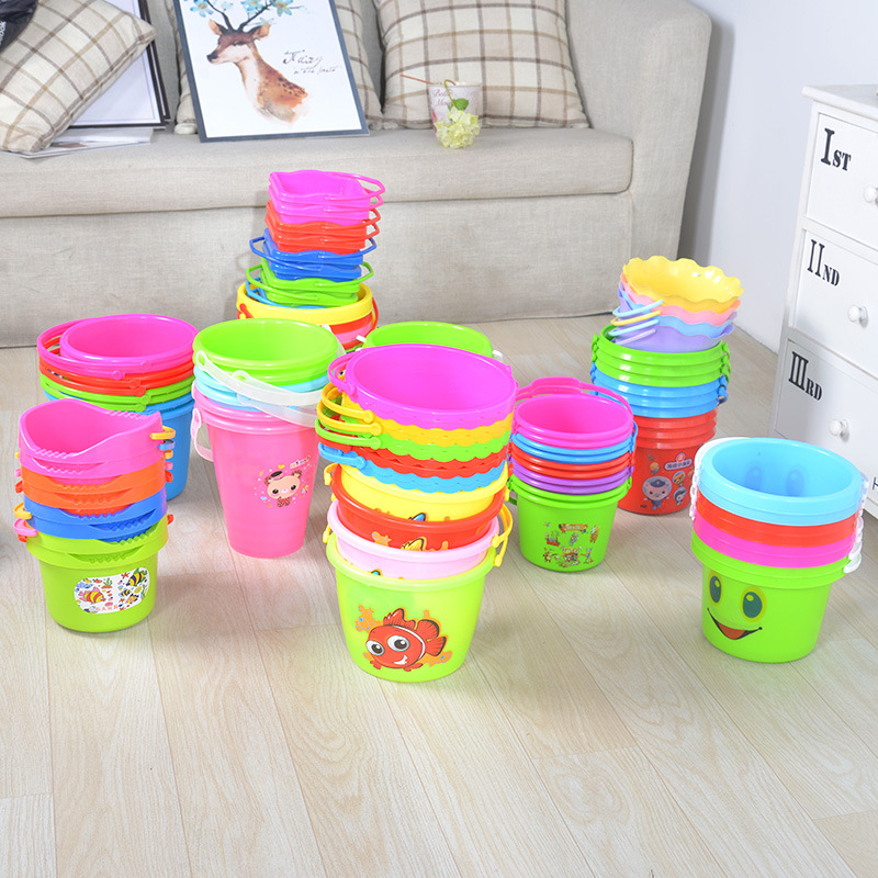 Summer children's beach plastic toy bucket sand shovel combination set toy Cassia seed water play toy single bucket wholesale details Picture