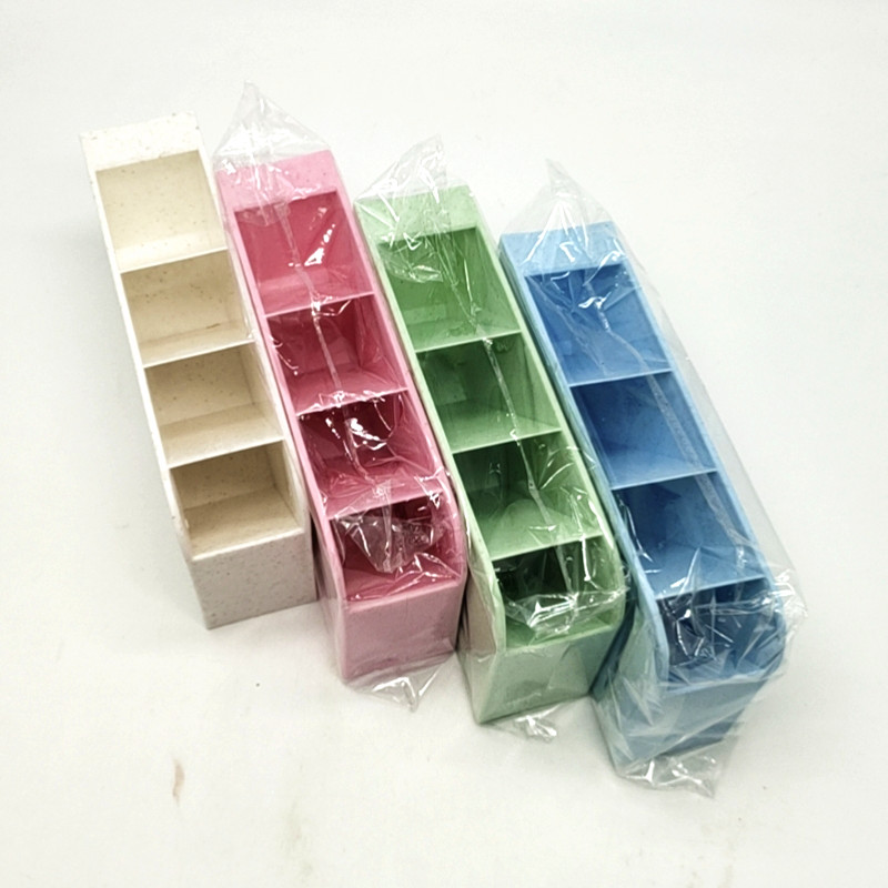 Creative four-compartment standing office stationery desktop storage box, drawer organization compartment, slanted pen holder and sock storage compartment