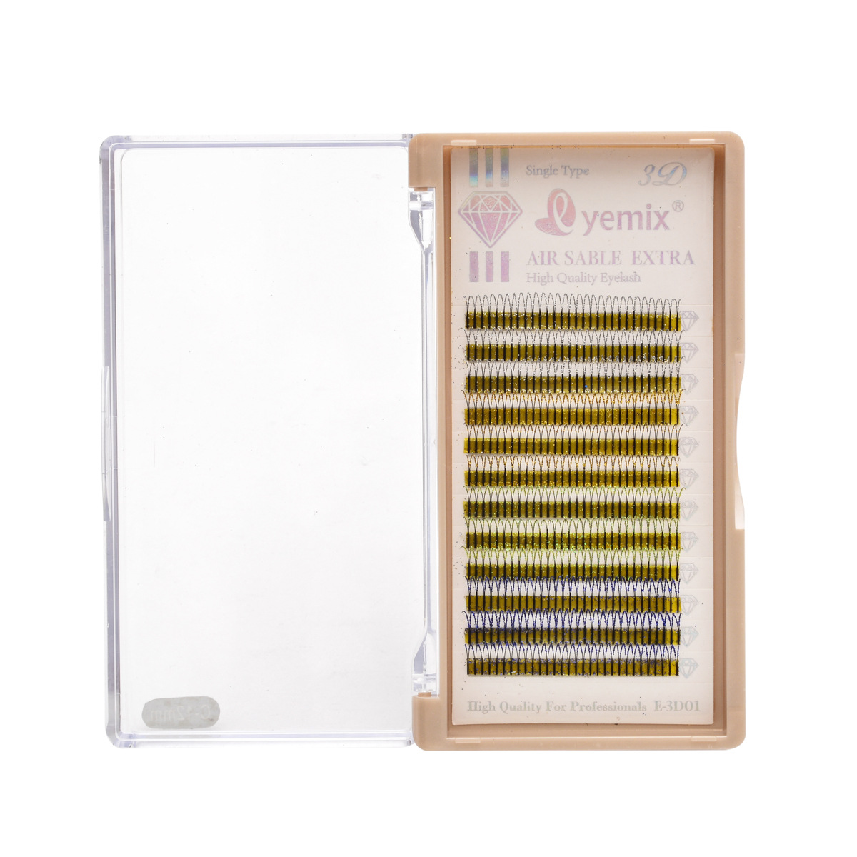 New Korean eyelash extensions and false eyelashes in four colors: gold, silver, blue and green, with dazzling Y-shaped bright pink eyelashes mixed in a 12MM C-roll Item Picture