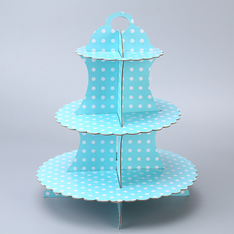 一次性点心架甜品台装饰摆件纸质三层装饰品派对装扮蛋糕摆台架子