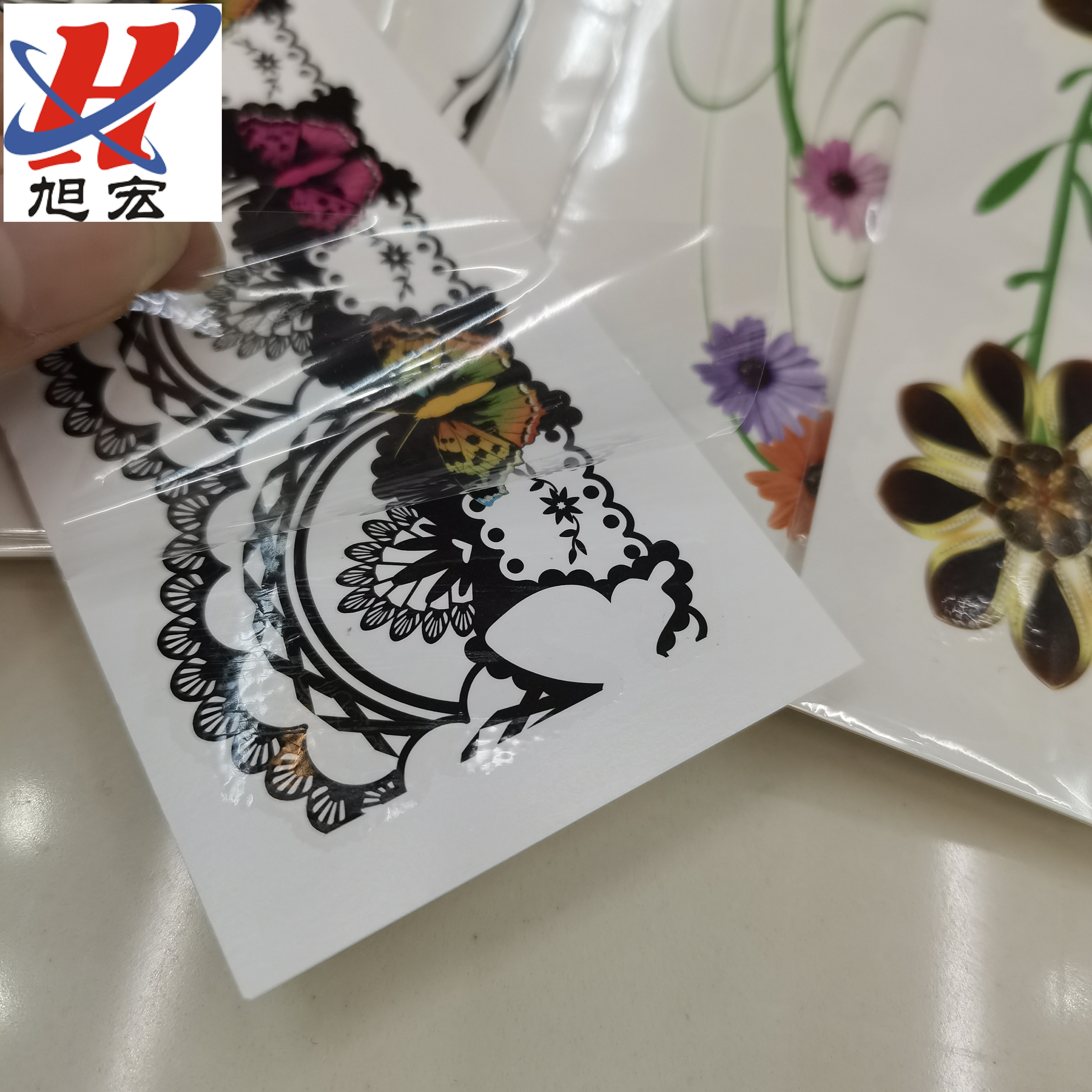 Wholesale of new tattoo stickers, black lace floral arm tattoo stickers, high-quality export transfer stickers, custom-made Item Picture