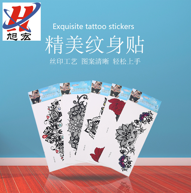 New tattoo stickers wholesale black lace flower arm tattoo stickers personalized tattoo stickers custom
