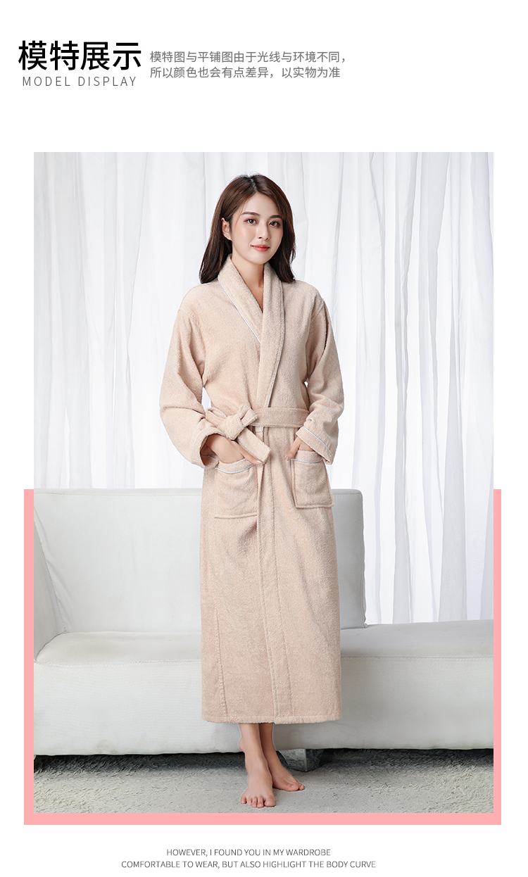 Cotton Bathrobe Towel Material Winter Thickened Warm Robe Men And Women Couples Absorbent Bathrobe Sweat Suit Spring Summer Autumn details Picture