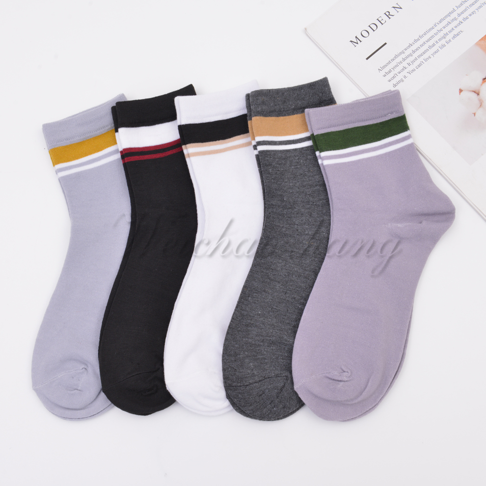 Striped pattern mixed-color socks for both men and women, ins trendy hip-hop personality mid-length socks, Japanese street sports socks