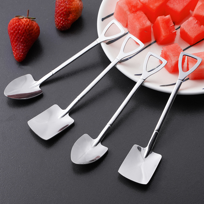 Creative and cute small spoons made of stainless steel for home use, such as watermelon spatula spoons for desserts, couple spoons, and Internet celebrities details Picture