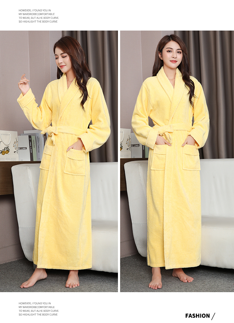 Cotton Bathrobe Towel Material Winter Thickened Warm Robe Men And Women Couples Absorbent Bathrobe Sweat Suit Spring Summer Autumn details Picture