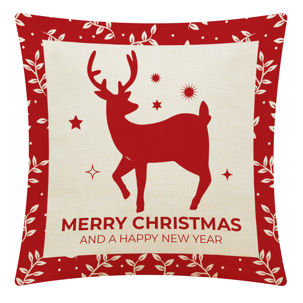 Red elk Christmas series Home cotton and linen pillowcases, car cushions, sofa cushions and cushions Application Scenario