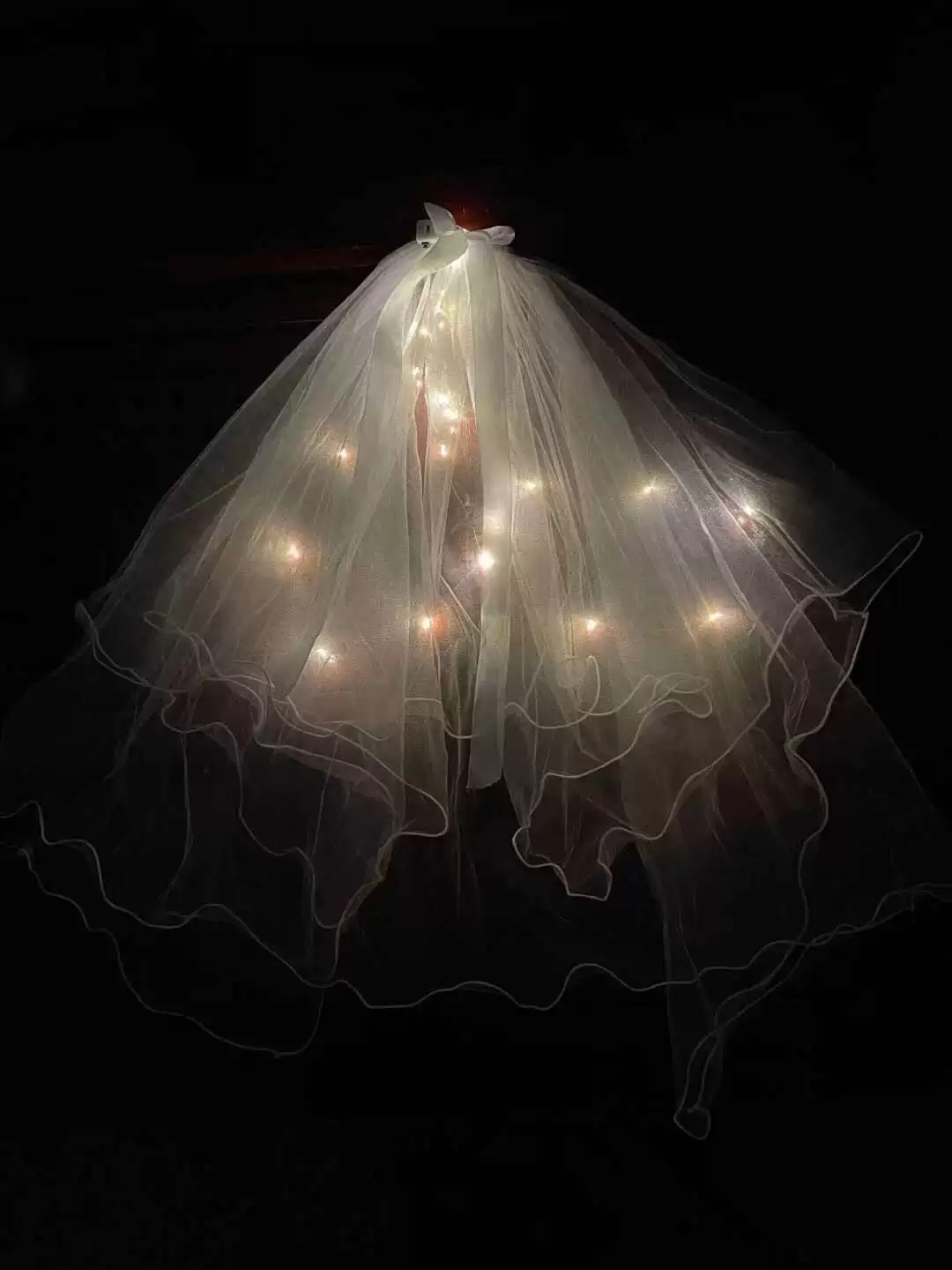 New style headscarf with light, double-layer super fairy-like new bow, double-layer ribbon bow headscarf with light Item Picture