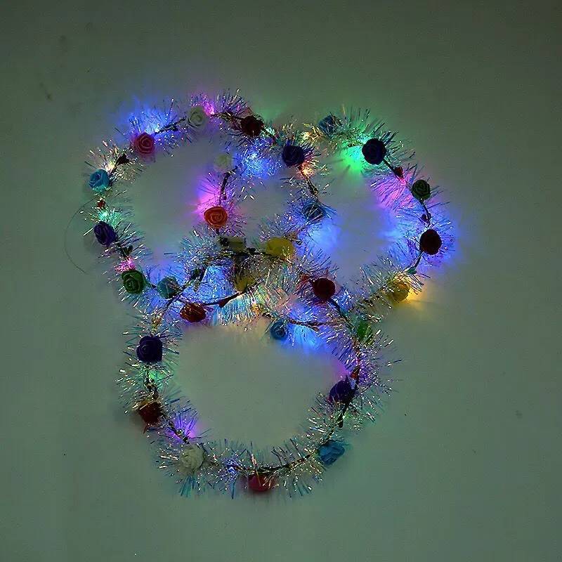2022 New LED illuminated gold thread flower wreath headband, Forest Girl Japanese and Korean rattan headband, wholesale at tourist attraction street stalls details Picture