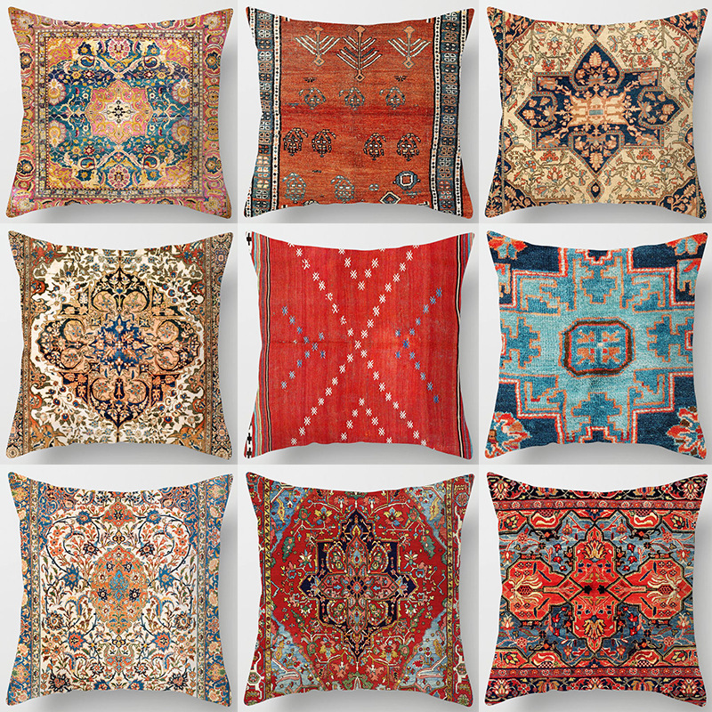 民族风波斯土耳其地毯图案抱枕套波斯抱枕风格靠枕图