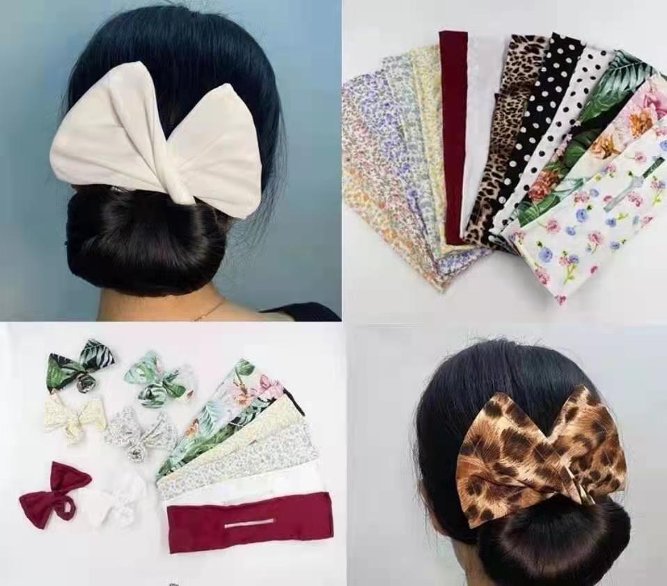 A1112 High-quality fabric hair bun, bow hair bun magic tool, headwear for women to tie their hair details Picture